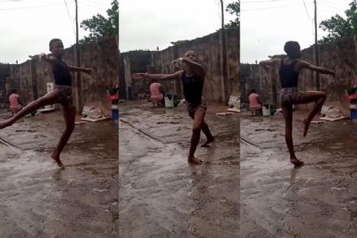 Vdeo: descalo na chuva, bailarino nigeriano mostra que a arte  resistente