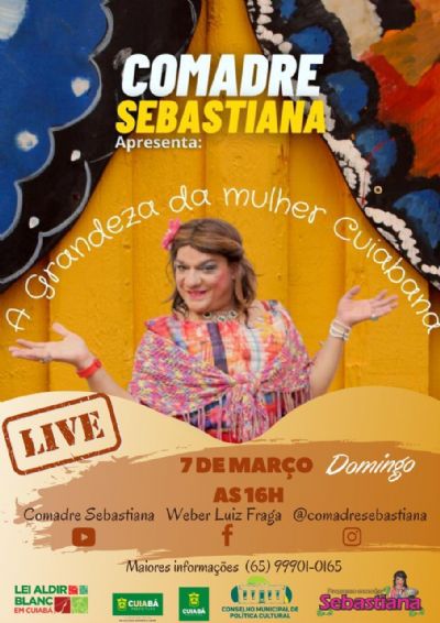 Comadre Sebastiana apresenta live cultural e musical sobre mulher cuiabana