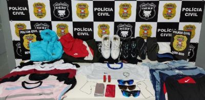 Adolescente de 14 anos  apreendido com 120 itens furtados de loja de roupas