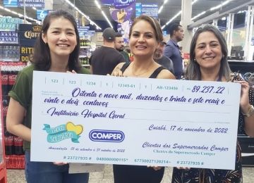 Hospital Geral e Maternidade de Cuiab recebe o Troco Solidrio dos Supermercados Comper