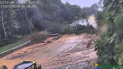 Chuva e deslizamentos causam interdies em 3 rodovias de acesso ao litoral de SP