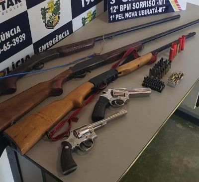 Na busca de veculos roubados, policiais encontram quatro armas de fogo e 120 munies