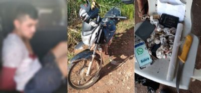 Vdeos | Criminoso  preso com moto roubada e entrega boca de fumo