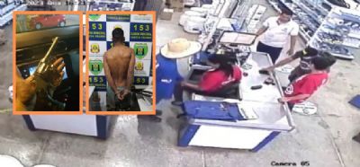 Vdeo | Criminoso  preso aps render funcionrios em loja de Vrzea Grande