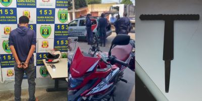 Homem  flagrado tentando roubar moto em frente  Cmara de Vereadores