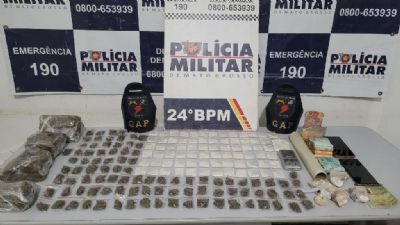 Polcia Militar apreende 176 pores de drogas e R$ 8 mil em dinheiro em Cuiab