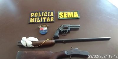 Armas de fogo so apreendidas durante fiscalizao de rotina na Transpantaneira 	