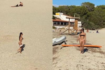 Simaria  flagrada de topless em praia da Espanha. Veja