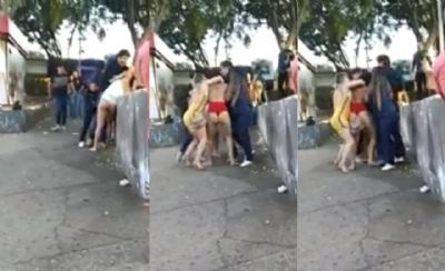 'Baixaria ps balada': mulheres brigam e ficam quase nuas em praa de Cuiab; vdeo