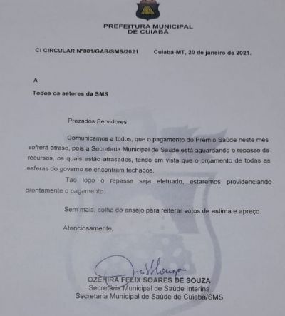 Diego Guimares cobra pagamento de prmio sade aos funcionrios da sade
