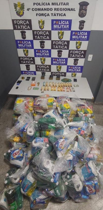 Polcia apreende drogas e cestas bsicas que seriam para familiares de faco criminosa
