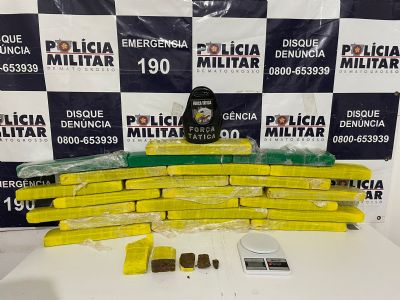 Rapaz  preso em flagrante com 26 tabletes de maconha em Cuiab