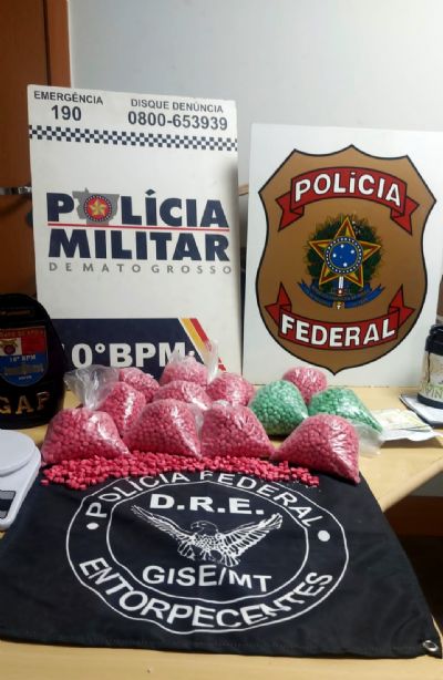 Fotos e Vdeos | Polcias Federal e Militar apreendem mais de 12 mil comprimidos de ecstasy em Cuiab