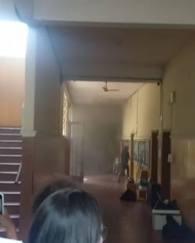 Vdeo | Incndio provoca correria no colgio Liceu Cuiabano, em Cuiab