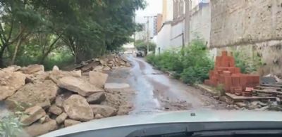 Vdeo | Obra da Prefeitura de Cuiab deixa avenida cheia de escombros e gera transtornos  populao