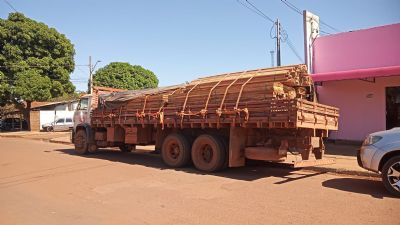 Motorista de caminho  autuado ao ser flagrado transportando madeiras sem documentao