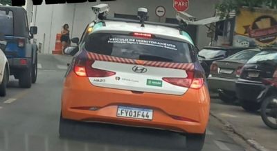 Aps carro com cmeras de monitoramento ser visto no centro de Cuiab, Prefeitura diz ser fake news