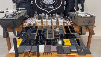 Operao da Polcia Penal impede entrada de R$ 500 mil em produtos eletrnicos, munies e facas na Mata Grande