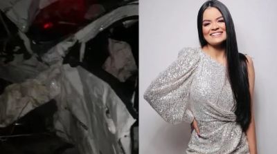 Acidente de carro com cantora de forr Danieze Santiago deixa um morto no Cear