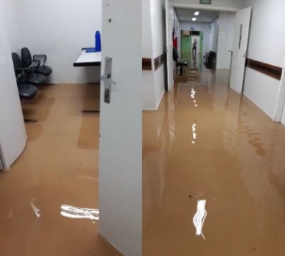 VEJA VDEO: Chuva causa alagamentos em Cuiab e gua invade antigo Pronto-Socorro