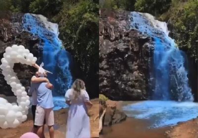 Responsvel por jogar corante na cachoeira  multado em R$ 10 mil