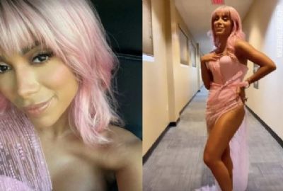 Anitta surpreende ao surgir com cabelo rosa em premiao nos EUA