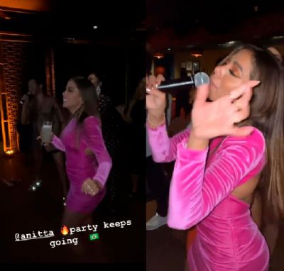 Com vestido avaliado em 26 mil reais, Anitta curte noite de karaok em Miami