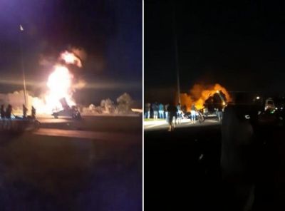Vídeo | Ônibus de turismo tomba, bate em poste e explode; vítimas foram socorridas