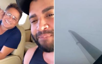 Gusttavo Lima e Leonardo encaram tempestade durante voo a caminho de pescaria