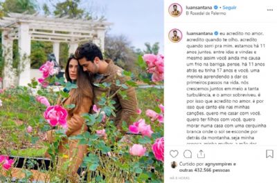 Dia dos Namorados: Luan Santana comemora 11 anos de namoro com mato-grossense