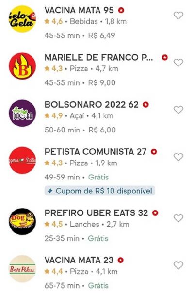 iFood  hackeado e restaurantes tm nomes alterados: 'Lula Ladro' e 'Vacina Mata'