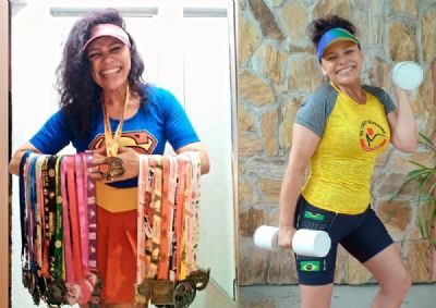 Mulher perde 45 quilos, cria academia com materiais reciclveis e coleciona medalhas