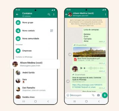 WhatsApp cria atalho para voc conversar consigo mesmo; veja como usar